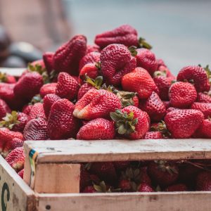 Strawberries at a market