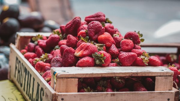 Strawberries at a market