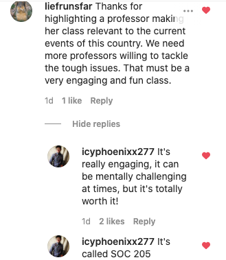 screenshot of Instagram comments