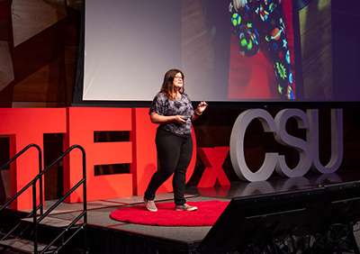 Malin on TEDx stage